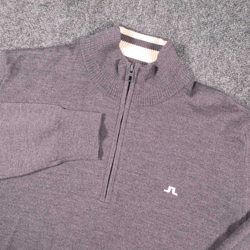 J Lindeberg Kian 2.0 Tour Merino 1/4 Zip Mens (Measures M) Gray Wool Sweater